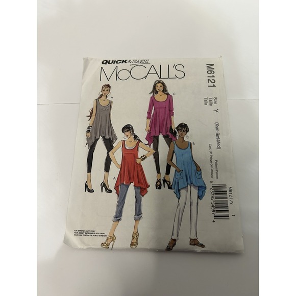 McCall's Tops - McCall's M6121 Tunic Sewing‎ Pattern Quick & Easy XS–S–M Women's Top Uncut